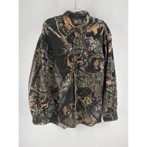 Mossy Oak Break Up Camo Button Up Shirt Men's XL Camouflage Hunting Outdoor VTG